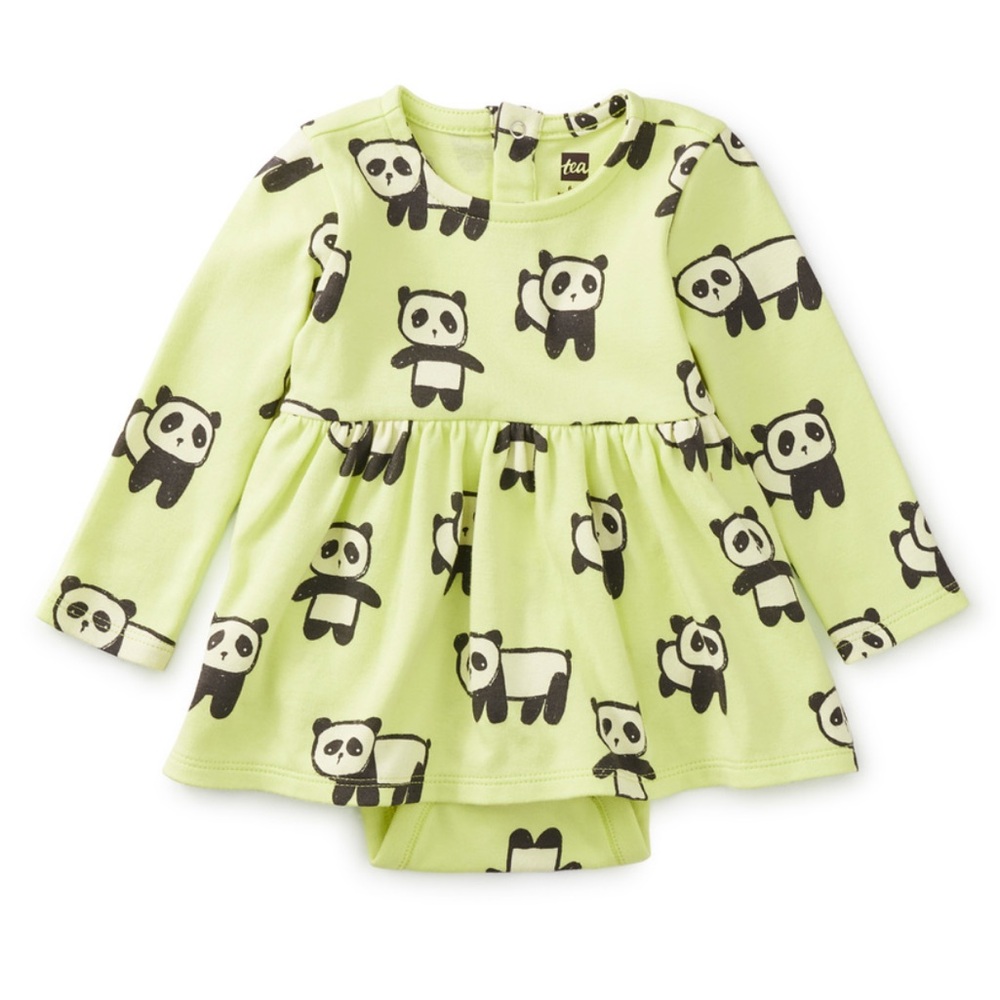Tea Collection bright Panda baby Dress bodysuit 3-6 months
